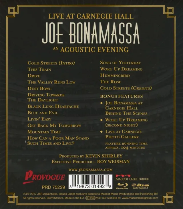 Joe Bonamassa Live At Carnegie Hall: An Acoustic… (BD) 